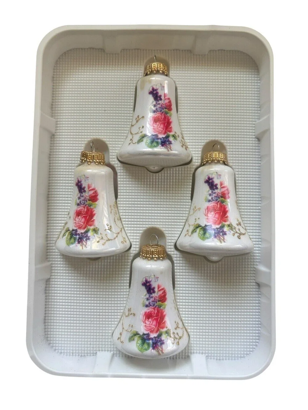 Vintage Christmas by Krebs Ornaments Hand Decorated Glass With Crowns